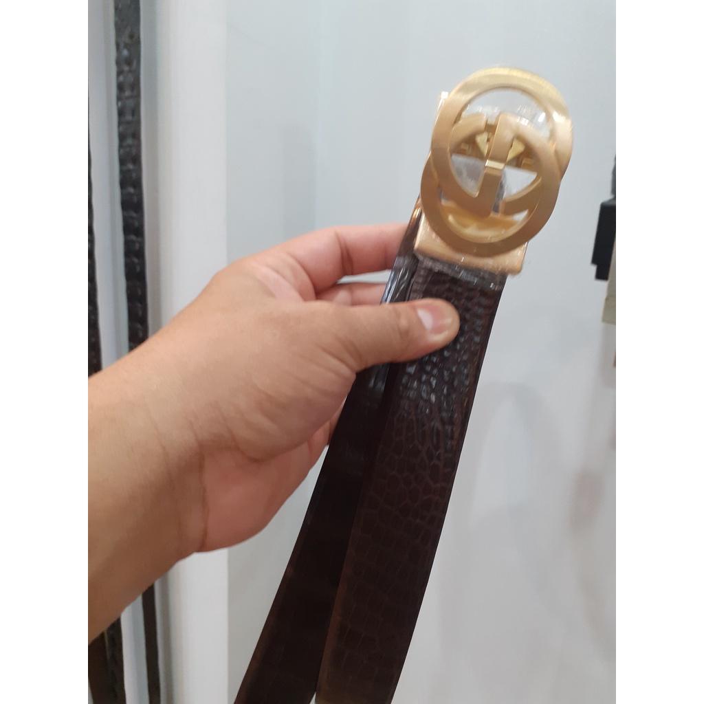 Thắt lưng cá sấu 100%, mặt GG