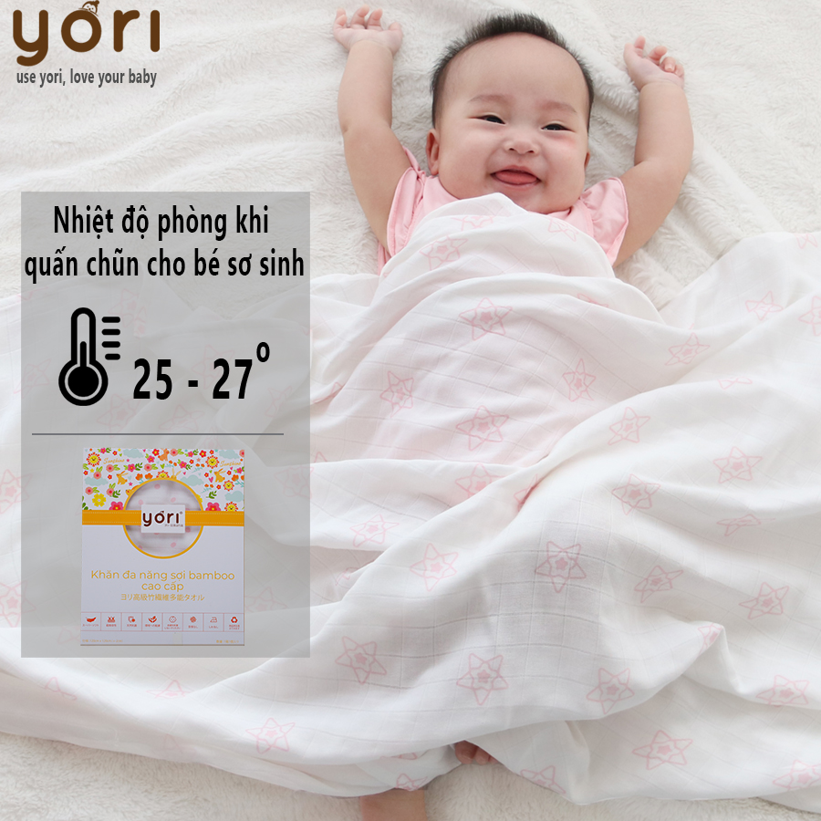 Khăn quấn sợi tre cho bé sơ sinh hình ngôi sao Yori