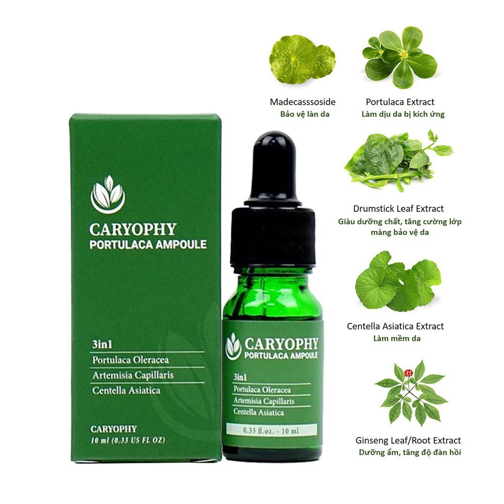 Combo 2 Sản Phẩm Ngừa Mụn, Mờ Thâm, Bảo Vệ Da CARYOPHY (Serum 10ml + KCN Tone Up 50ml)