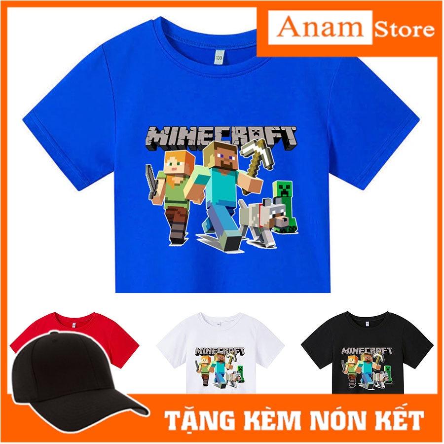 Áo thun cho bé MINECFRAF, 4 màu, có size người lớn, áo thun trẻ em Anam Store