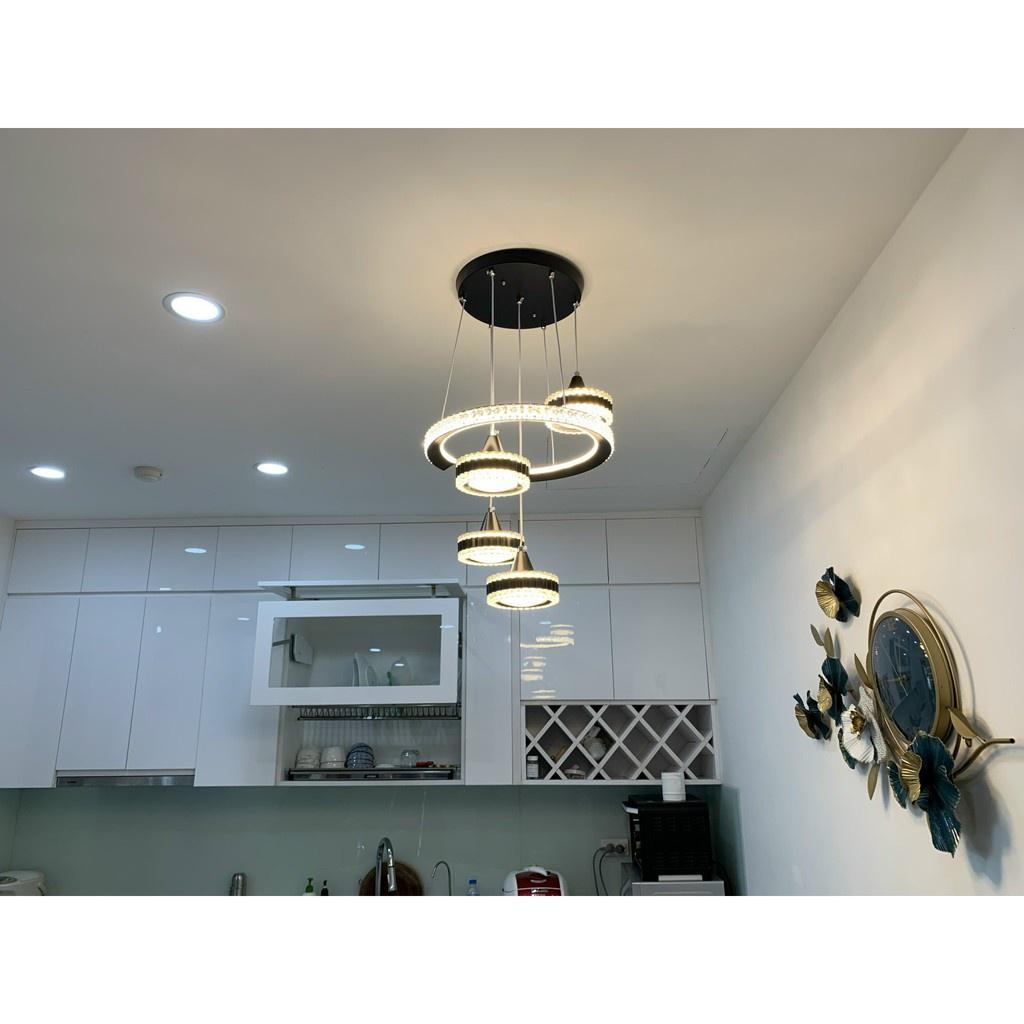 Đèn Thả Trần - Đèn Thả Bàn Ăn Pha Lê Trang Trí Hiện Đại - kèm bóng LED và đế ốp trần