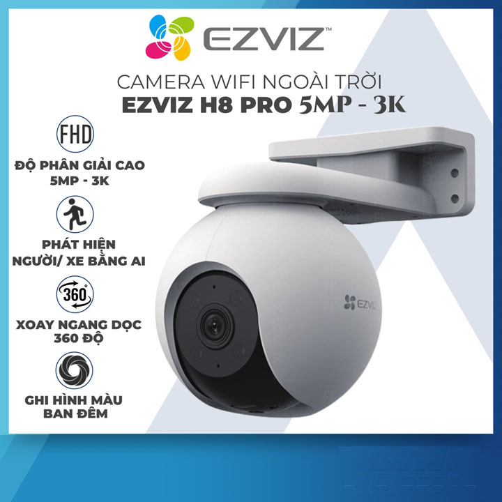 Camera IP Wifi EZVIZ H8 Pro bản 5MP 3K quay quét thông minh ngoài trời hàng chính hãng