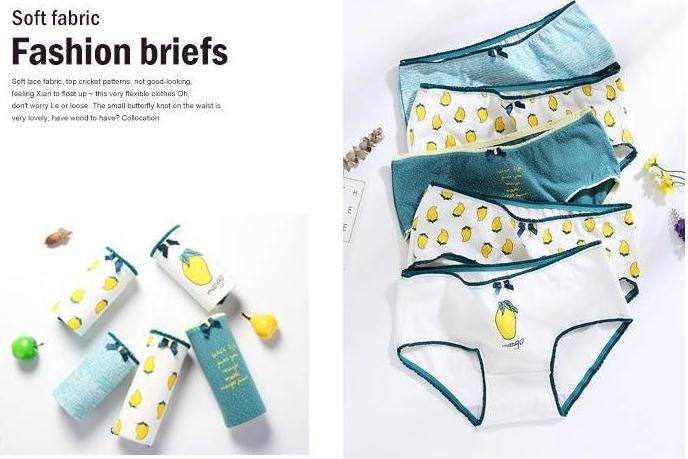 Set 5 quần lót họa tiết hoa quả chất vải cotton cực kỳ co dãn, giao màu ngẫu nhiên