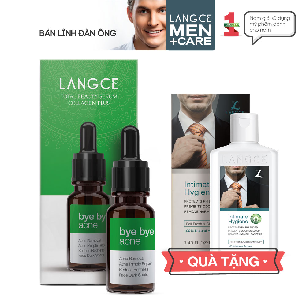 Serum Collagen+ Tạm Biệt Mụn Đẹp Da 10ml LANGCE dành cho Nam TẶNG Gel Vệ Sinh Vùng Kín Nam 100ml LANGCE