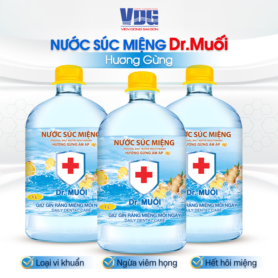 Nước súc miệng Dr. Muối hương Gừng ấm áp (1000ml)