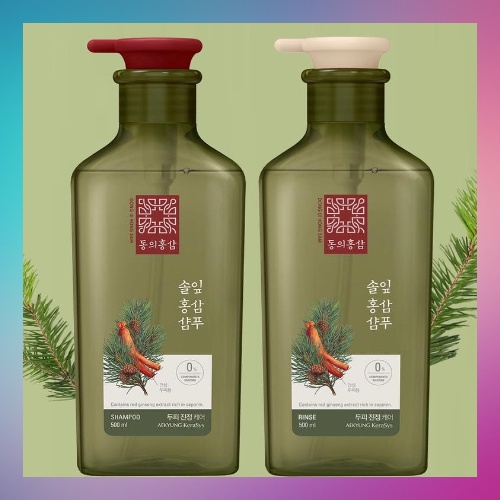 Dầu Gội/ Xả Ngăn Ngừa Rụng Tóc Dành Cho Da Đầu Khô Kerasys Pine Needle Hồng Sâm Lá Thông 500ml tặng móc khóa