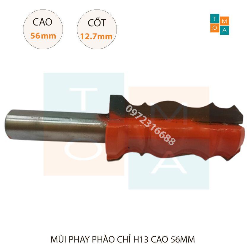 MŨI SOI GỖ - MŨI PHAY GỖ ĐÁNH CHỈ PHÀO H13 CAO 56MM CỐT 12.7MM - CHỈ PHÀO NÓC - PHÀO NẸP HÀNG VIỆT NAM