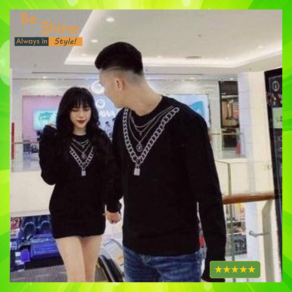 Áo Sweater Phản Quang 7 màu Hình Xích Khóa Áo Nỉ Nam Nữ Dài tay Unisex in hiệu ứng Hologram Áo Đôi Độc Đáo