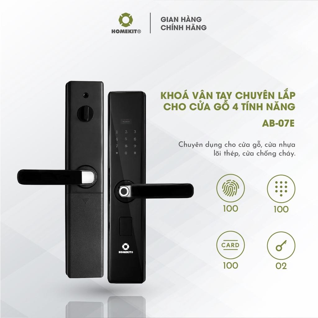 Khoá cửa vân tay điện tử thông minh HOMEKIT AB-07E chuyên dùng cho cửa gỗ mật khẩu, vân tay, thẻ từ và chìa cơ