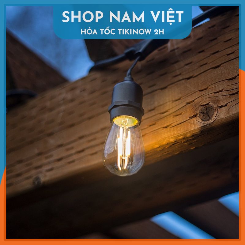 Dây Đèn Led Chuôi E27 Kèm Bóng Đèn Chống Nước Trang Trí Ngoài Trời - Loại Cao Cấp, Chính Hãng NAVIVU