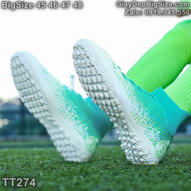 Giày đá bóng sân cỏ nhân tạo cỡ lớn 45 46 47 48 cho nam cao to chân ú bè. Big size soccer shoes for wide feet