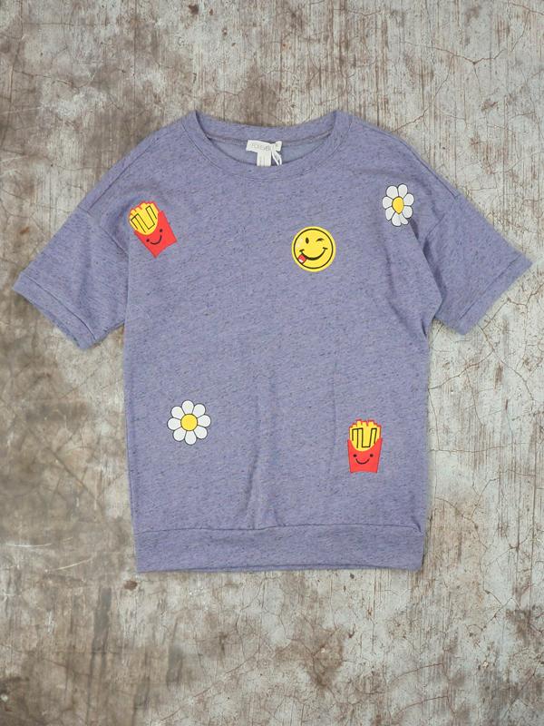 ÁO THUN NỮ FOREVER21 PRINTED ICON SWEATSHIRT - SIZE M