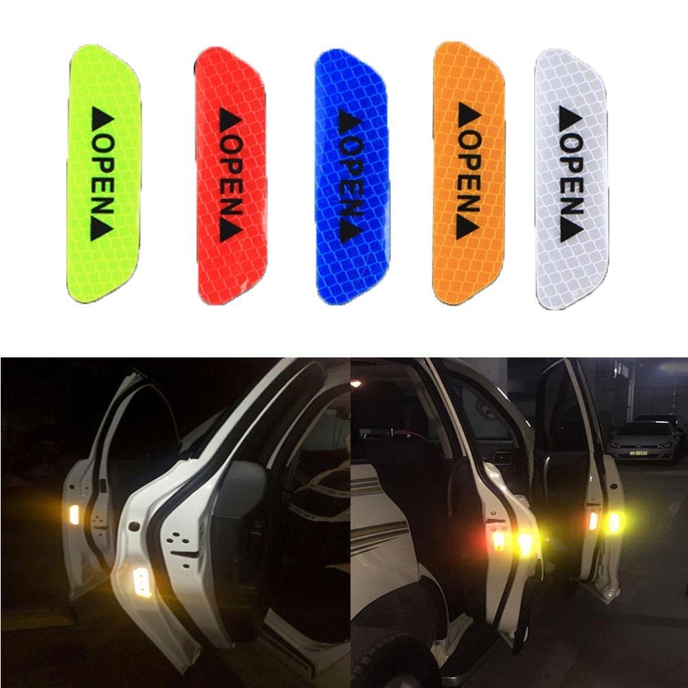Set 4 Decal Phản Quang Dán Cửa Xe Ô Tô, Cảnh Báo Va Chạm Khi Mở Cửa Xe Ôtô Cho Người Đi Đường Phía Sau. TakyHome 9700