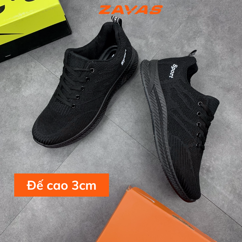 Hình ảnh Giày Thể Thao Nam Màu Đen, Sneaker Nam Màu Đen,  Đế Êm, Nhẹ Thoáng Khí S355