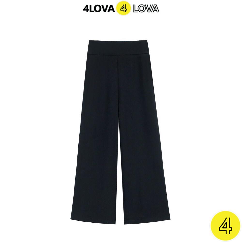 Quần tây ống rộng nữ dáng suông công sở basic 4LOVA Culottes dài khóa sườn cạp cao tôn dáng