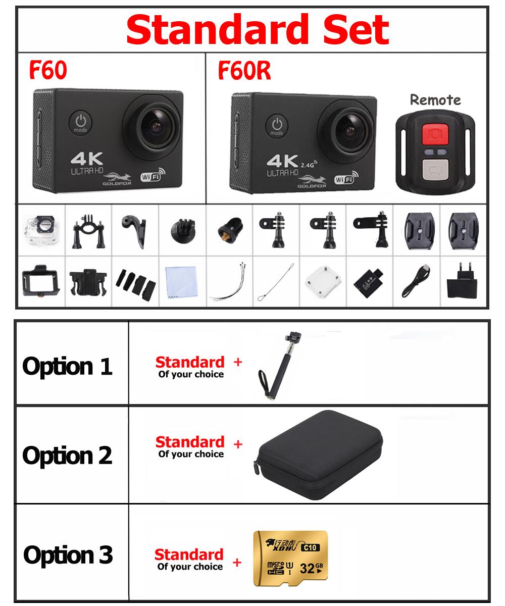 F60/F60R 16MP 4K Wifi Action Camera 170D Wide Lens 30M Underwater 1080P HD Camera Go Waterproof Pro Sport DV Bike Helmet Camera