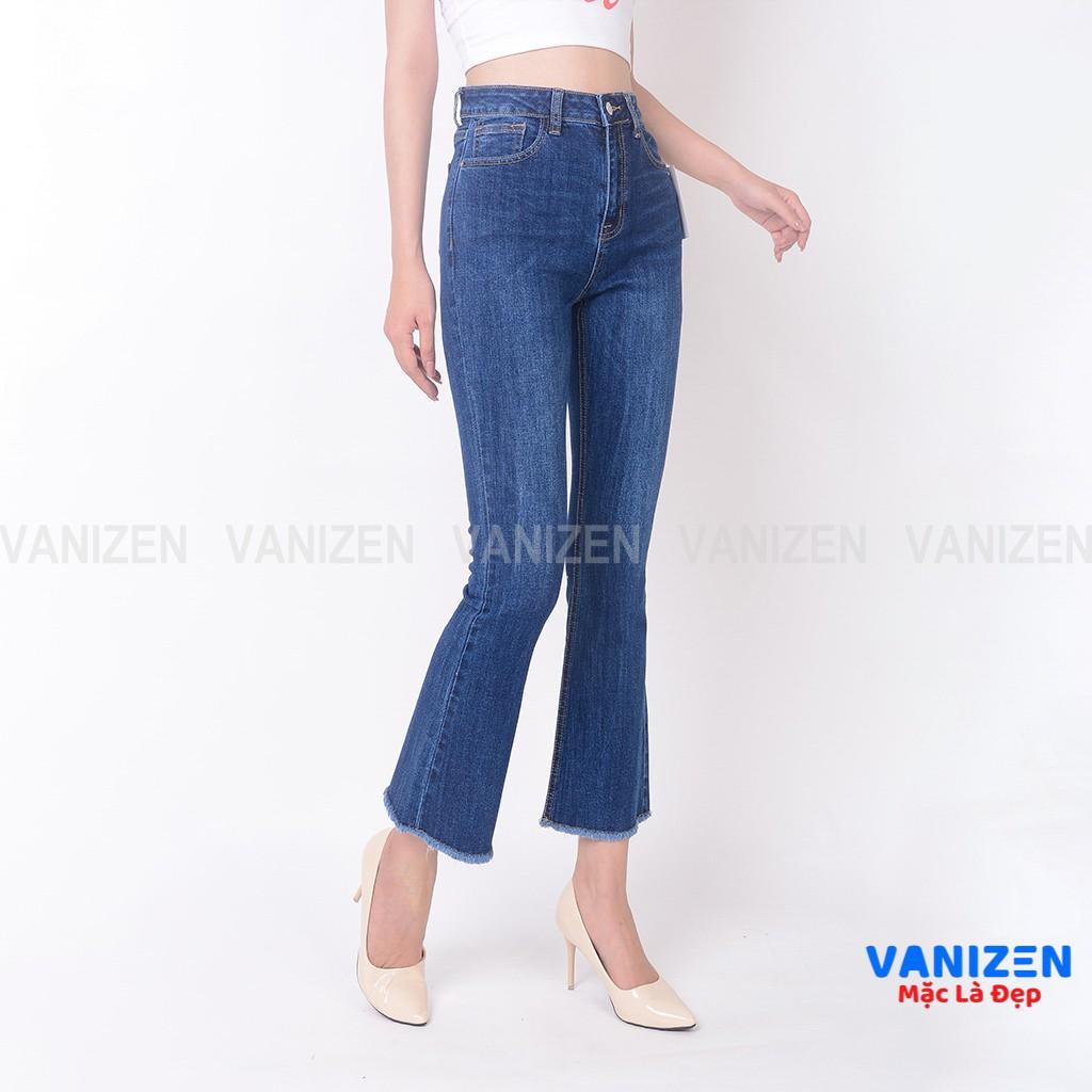 Quần jean nữ ống loe đẹp lưng cao cạp cao trơn hàng hiệu cao cấp mã 343 VANIZEN