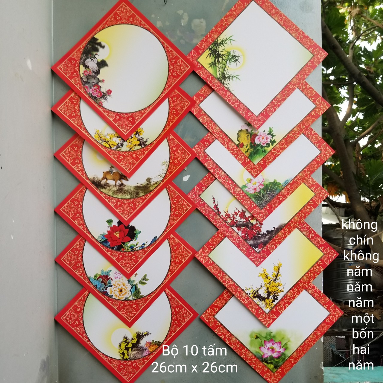 Set 10 tờ Giấy viết thư pháp nhiều mẫu 26cm x 26cm . Nghiêng giấy bút mực viết thư pháp.