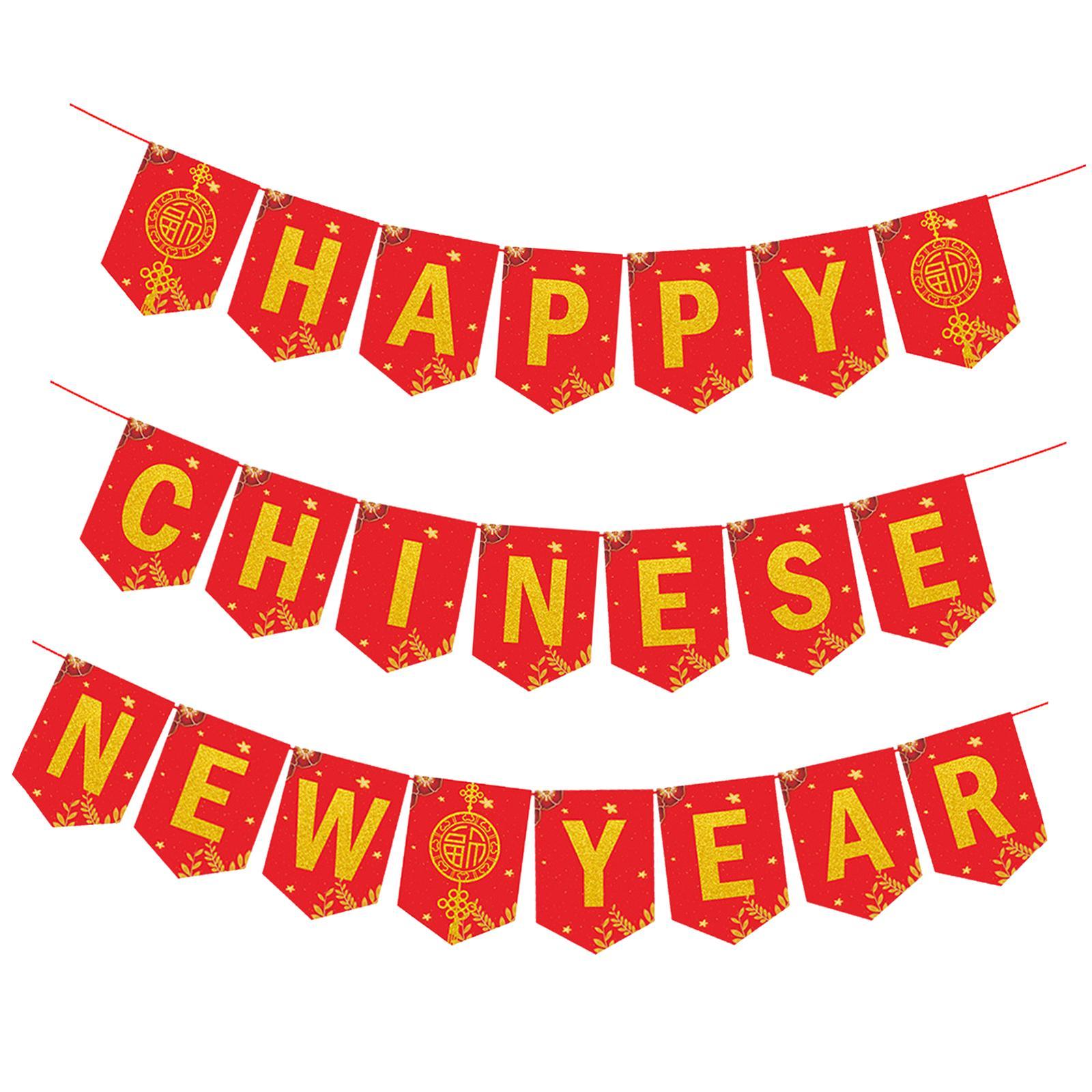 Happy Chinese New Year Banner Party Decorations Supplies Bunting Banner