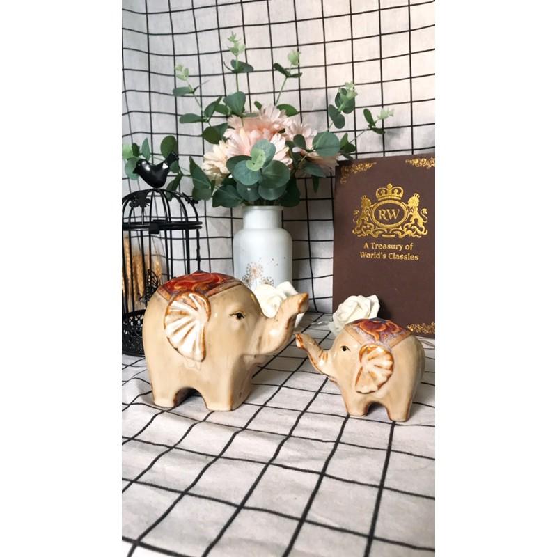 CẶP VOI GỐM THỦ CÔNG TRANG TRÍ