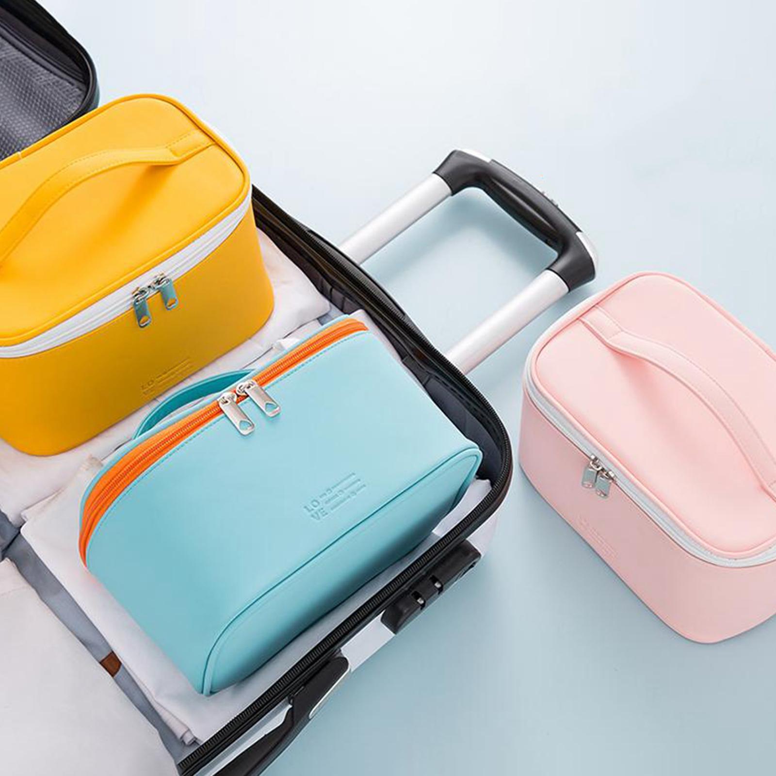 Makeup Bag Portable Storage Case Pouch Large Capacity for Makeup Brushes Yellow