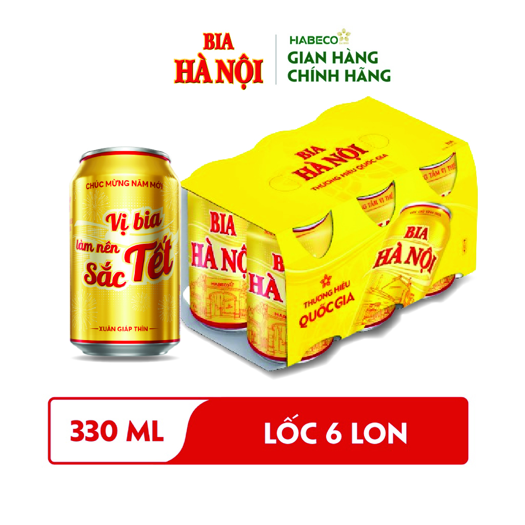 Lốc 6 lon Bia Hà Nội (330ml/lon)