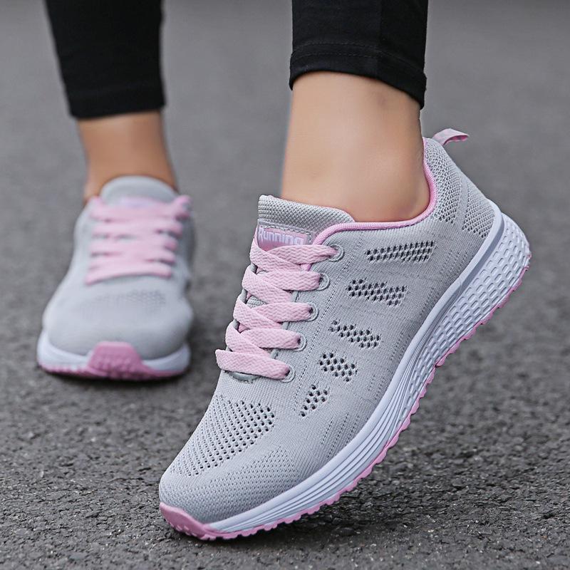 Giày Chạy Bộ Nữ Thời Trang Thoáng Lưới Phẳng Giày Tập Gym Giày Nữ Màu Trắng Color: black Shoe Size: 39