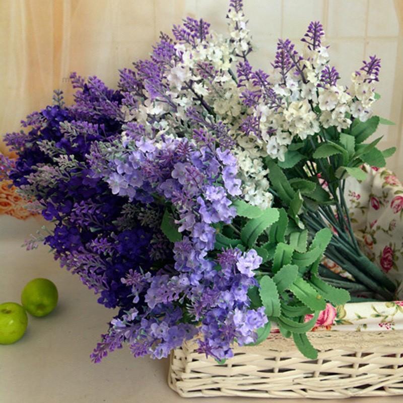 Hoa giả, nhánh hoa lavender oải hương 4 màu siêu đẹp trang trí nhà cửa, quán cafe