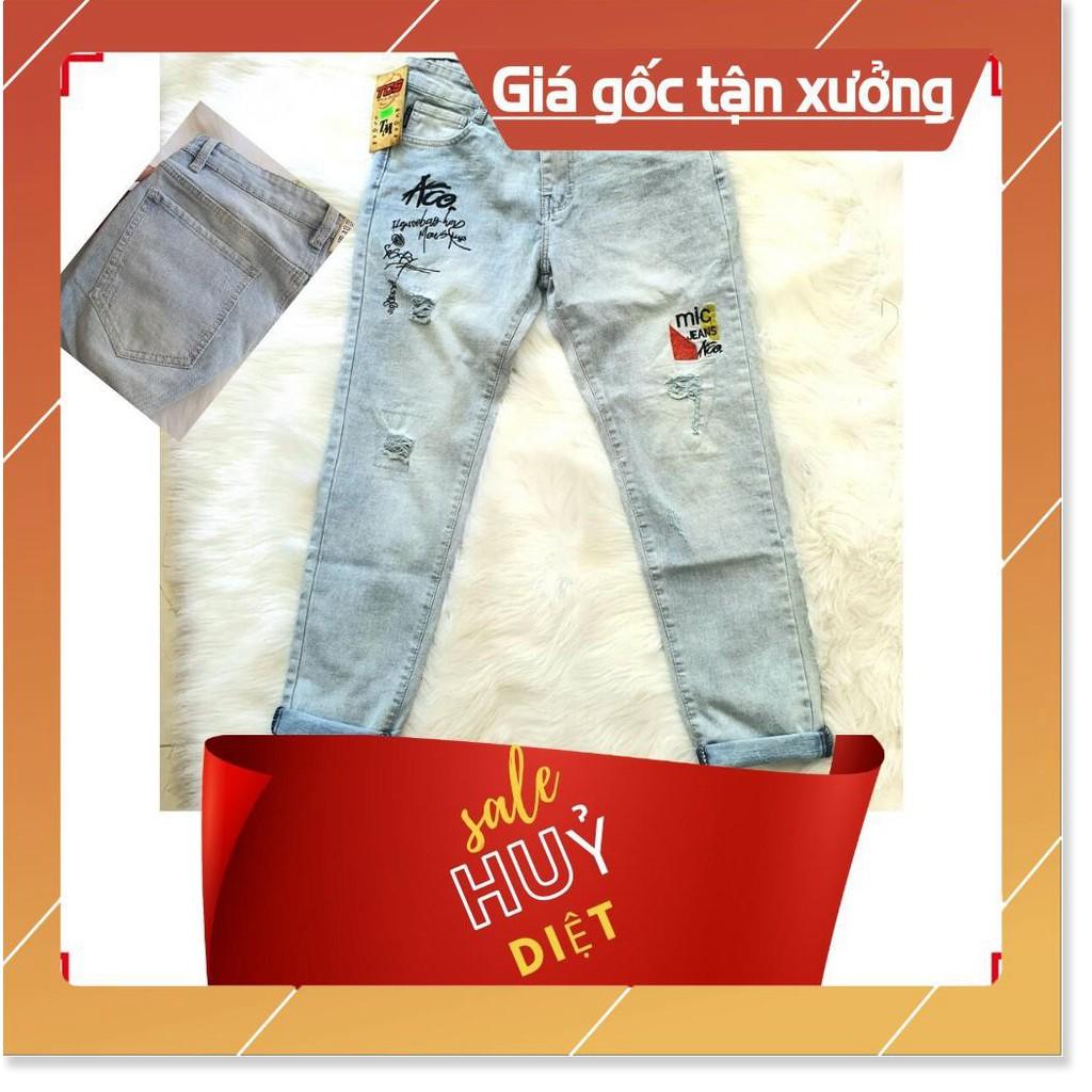 Quần Jean Nam Chất Bò Vnxk Ad090Tg Xanh Phối Chữ Phong Cách Soái Ca 44 70Kg