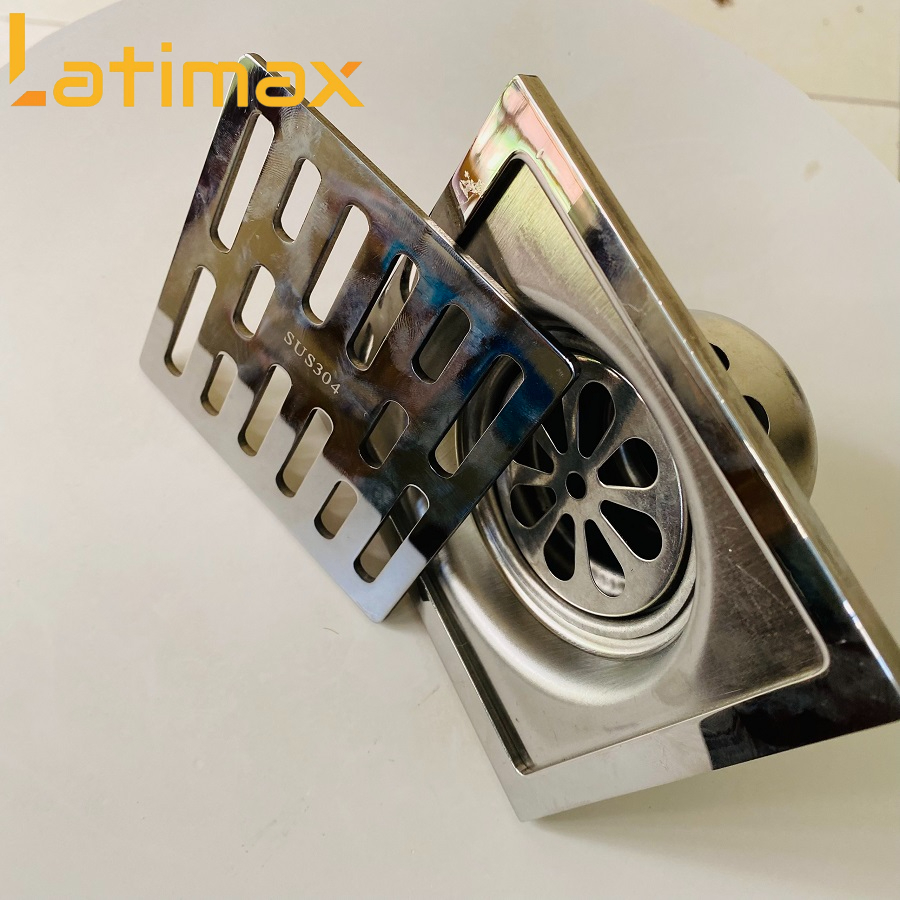 Phễu thoát sàn chống mùi hôi Inox 304 Mặt Vuông GTS2 dày 5mm - Ga thoát sàn chống trào ngược, chống côn trùng Cao cấp