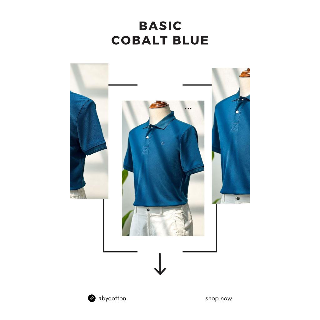 Áo Thun Polo Nam Cổ Bẻ Xanh Coban BY COTTON Cobalt Blue Basic Polo