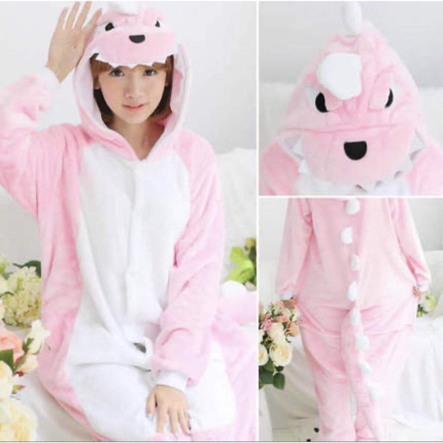 Bộ đồ khủng long hồng cho bé và người lớn