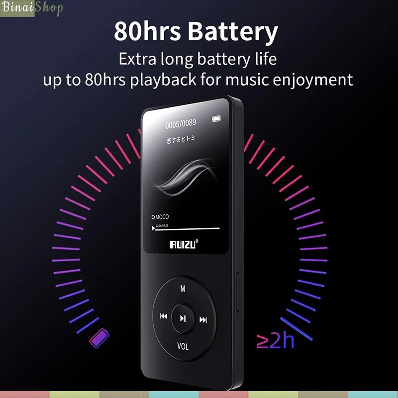 Máy Nghe Nhạc MP3 Ruizu X02 4GB (Đen) - Hàng Chính Hãng