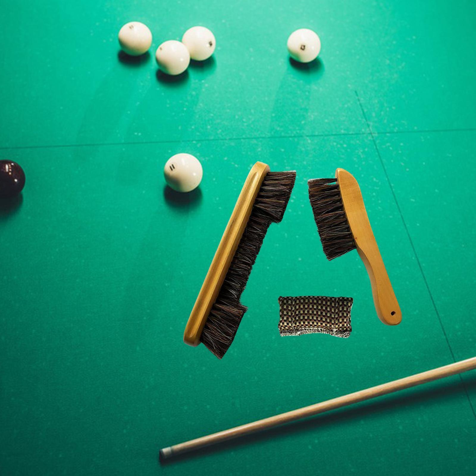Billiards Table Cleaning Tool, Horse Hair Brush, Cleaning Tool Club Wipe, Wooden Handle Billiards Pool Table  Brush Set, Billiards Brush