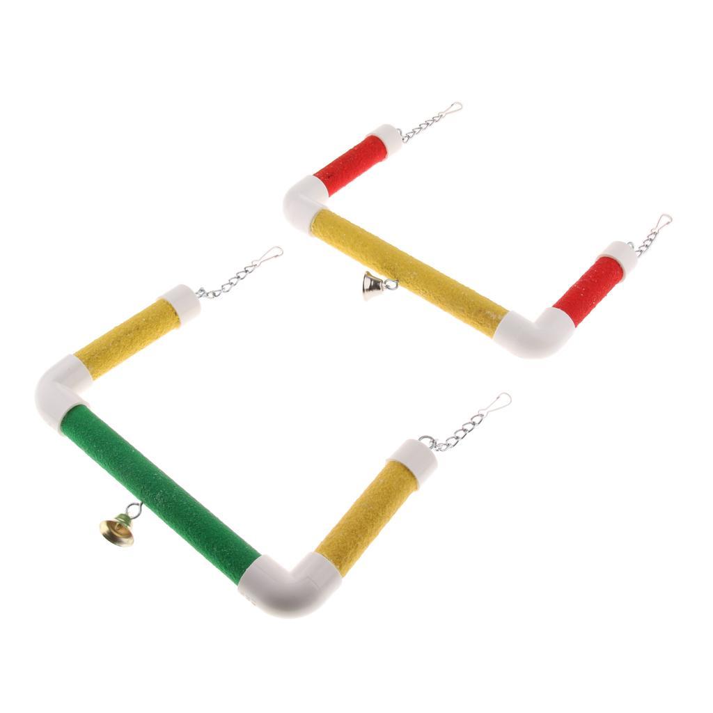 Pet Bird Parrot Cage Hanging Stand Wood Swing