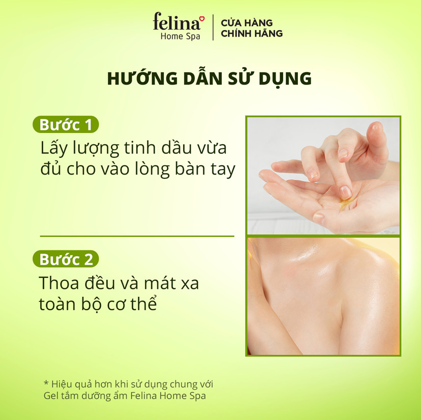 Tinh Dầu Dưỡng Thể Body Oil Felina Home Spa 100ml tăng cường &amp; khóa ẩm cho làn da căng mướt tức thì