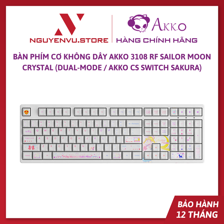 Bàn phím cơ không dây AKKO 3108 RF Sailor Moon Crystal (Dual-mode / AKKO CS switch Sakura) - Hàng chính hãng