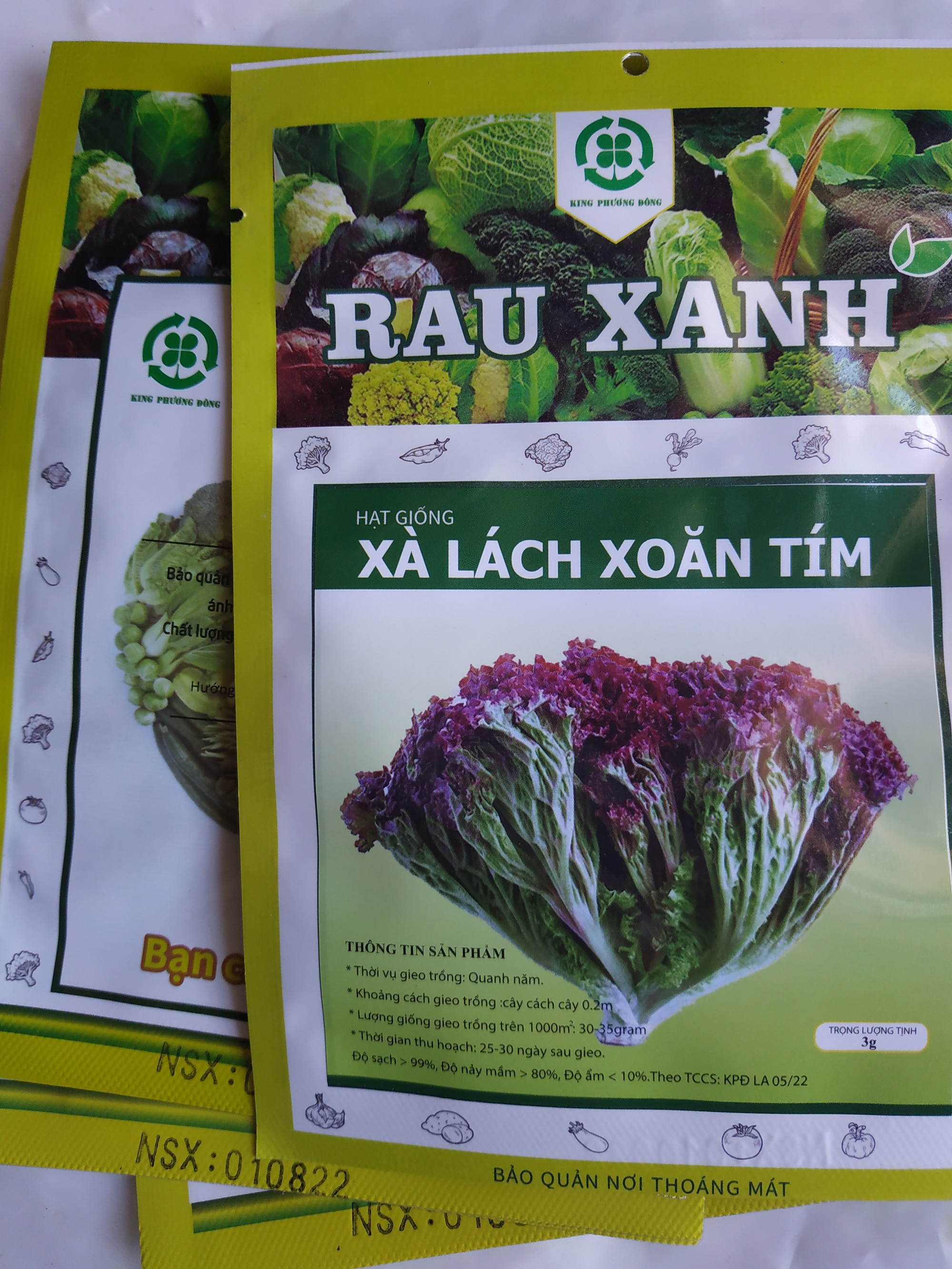 Combo 5 gói Hạt giống XÀ LÁCH XOĂN TÍM - gói 3 gram