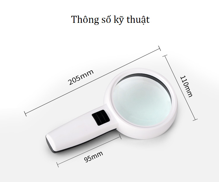 Kính lúp cầm tay đọc sách, báo xem tin tức có đèn led trợ sáng phóng đại 30 lần M76