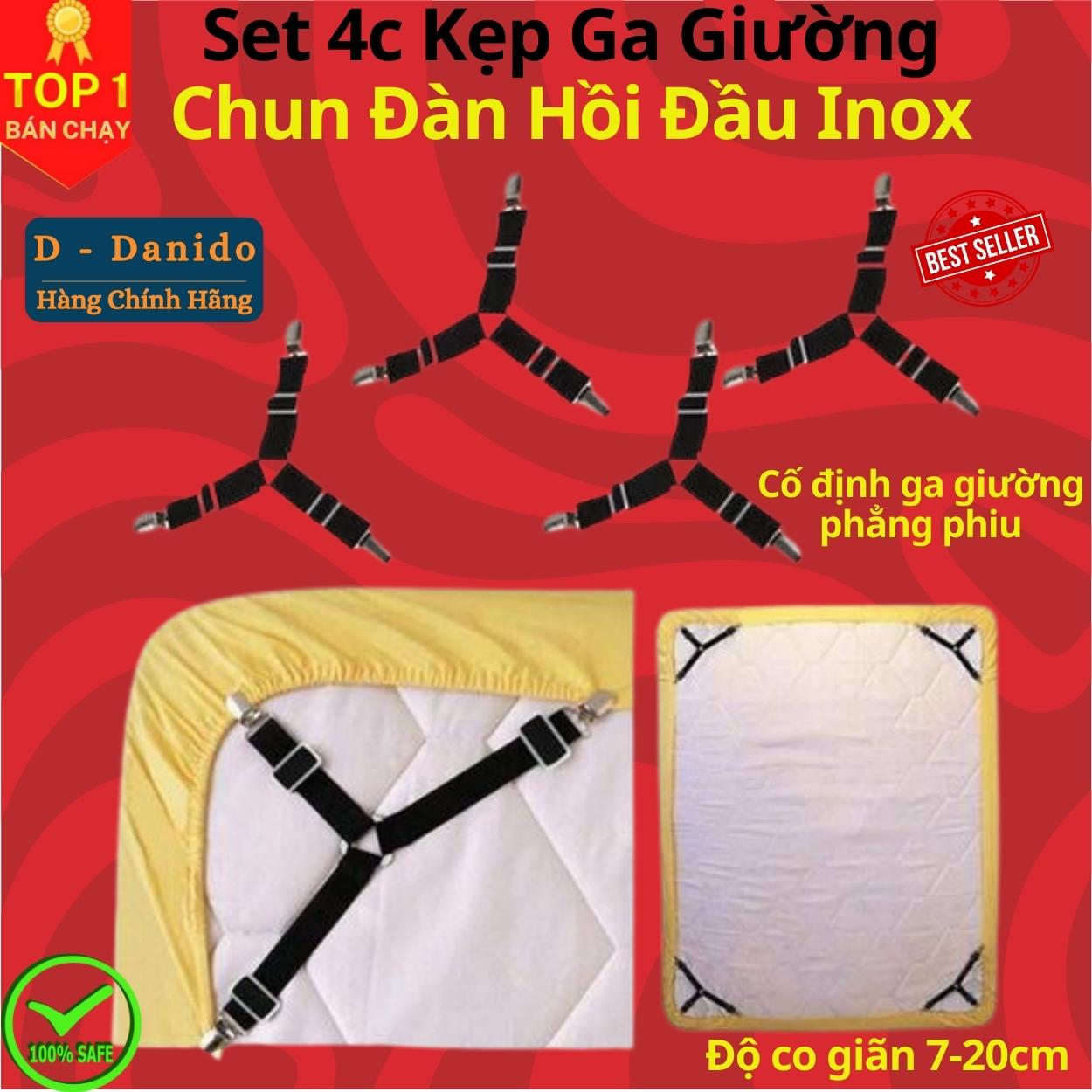 Kẹp ga trải giường chống xê dịch - Nẹp 4 góc cố định và giữ phẳng drap ga phủ giường D Danido (Giao mầu ngẫu nhiên)