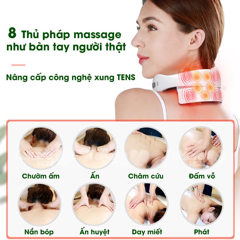 Máy Massage Cổ Vai Gáy Cao Cấp Công Nghệ Mới Nhất, Nén Nóng Hồng Ngoại Với Tám Điểm Mát Xa Chuyên Sâu, Giảm Đau Mỏi Cơ 