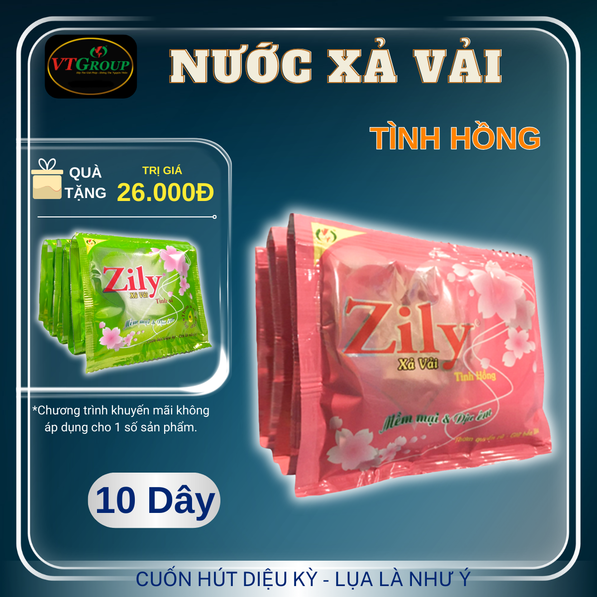 Nước Xả Vải Zily 22ml ( Combo 10 Dây ) - Tặng 1 Dây Xả Vải Zily 10 Gói/Dây