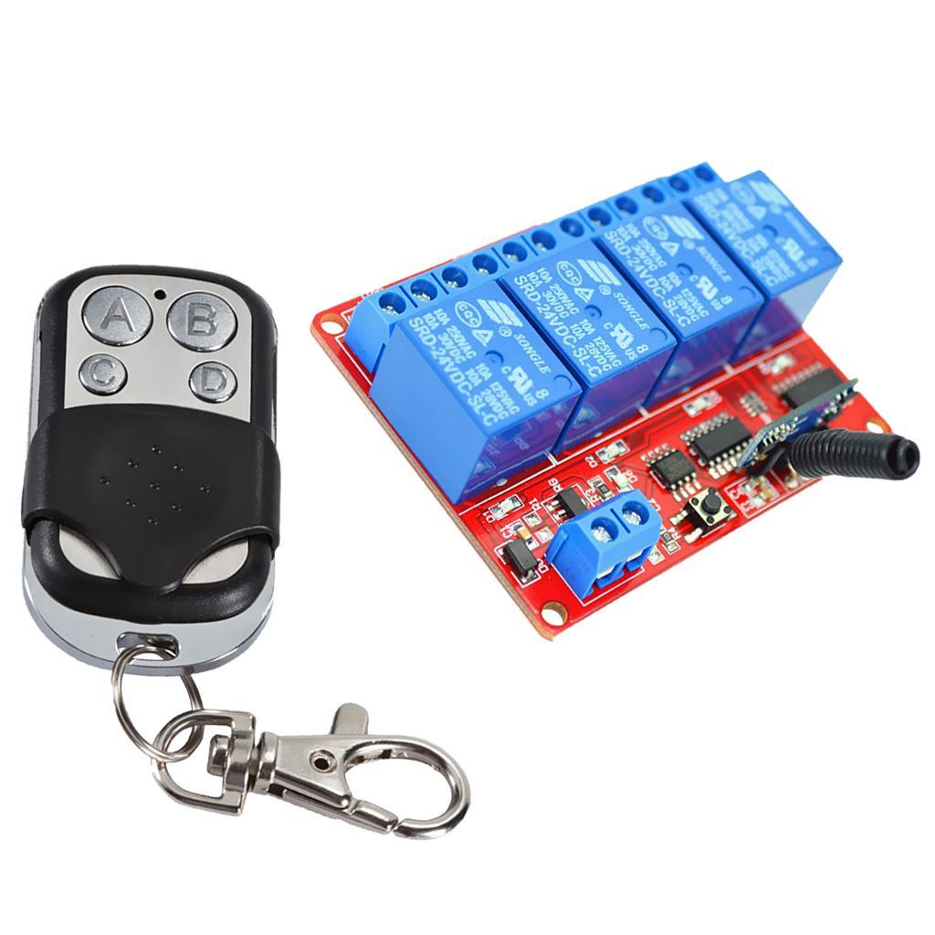 24V 4CH Wireless Remote Control Relay Switch + Receiver 433MHz