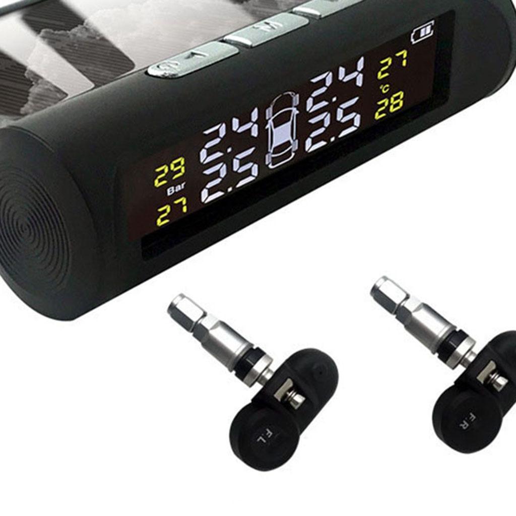 Solar Tyre Tire Pressure Monitoring System Gauge + 4 Internal Sensor