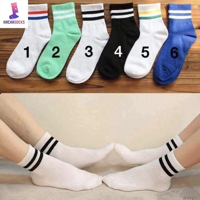 Tất cổ cao nam nữ thể thao phong cách Hàn Quốc, vớ nữ nam trắng đen chất liệu cotton mềm thoáng mát