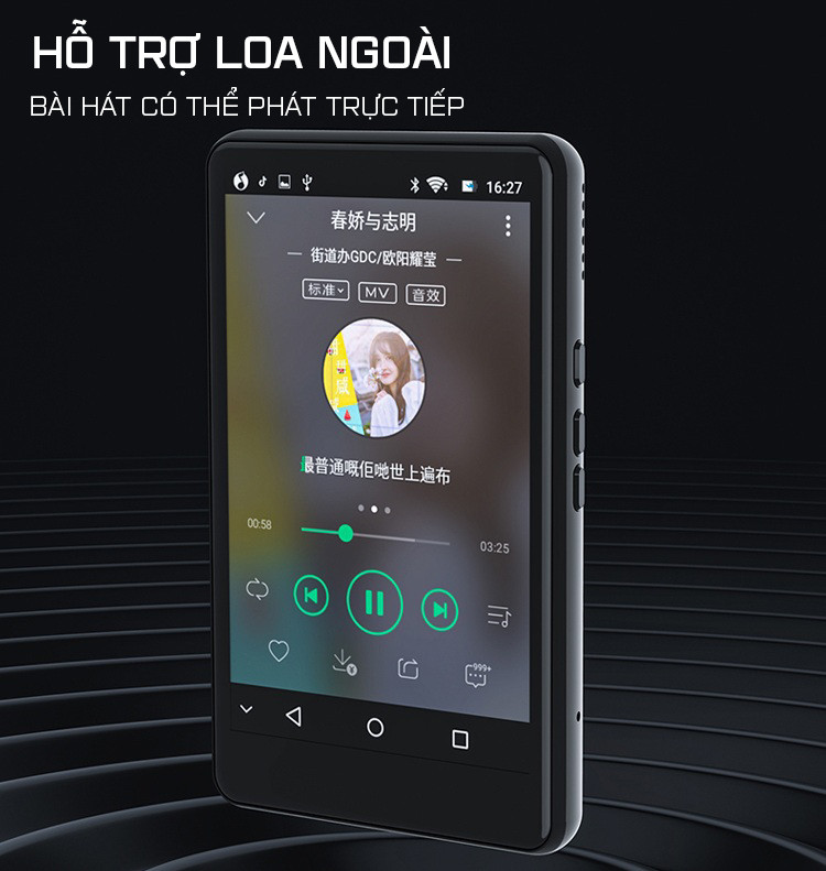 Máy Nghe Nhạc Android MP4 Màn Hình Cảm Ứng 4.0 Inch Kết Nối Bluetooth WiFi Ruizu H6 Bộ Nhớ Trong 8GB - Hàng Chính Hãng