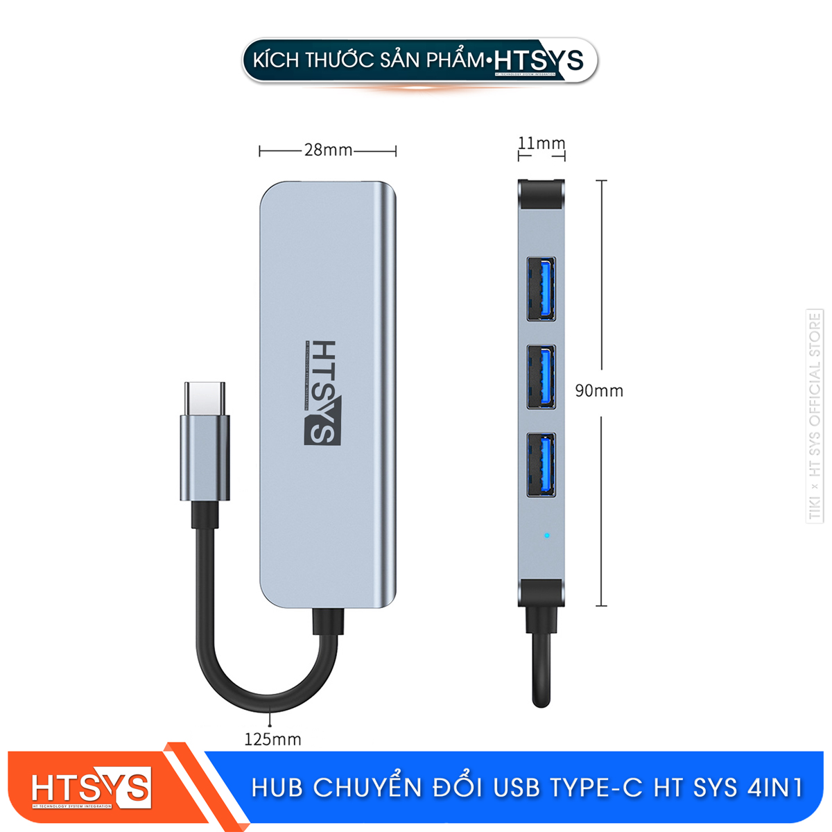 Hub Chuyển Đổi USB Type C HT SYS 4 in 1 To USB 3.0 - Hàng Chính Hãng