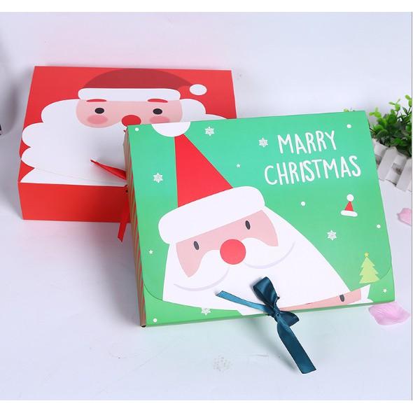 Combo hộp và túi đựng quà noel, giáng sinh, kích cỡ 32 * 26 * 8cm, chất liệu in cao cấp