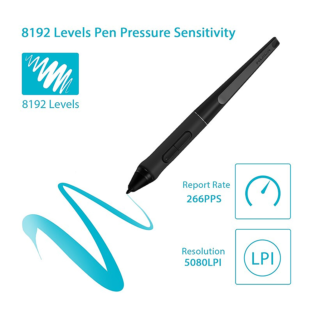 Huion PW500 Digital Pen Battery-free Drawing Pen with 2 Programmable Buttons for Huion GT-221 Graphic Tablet