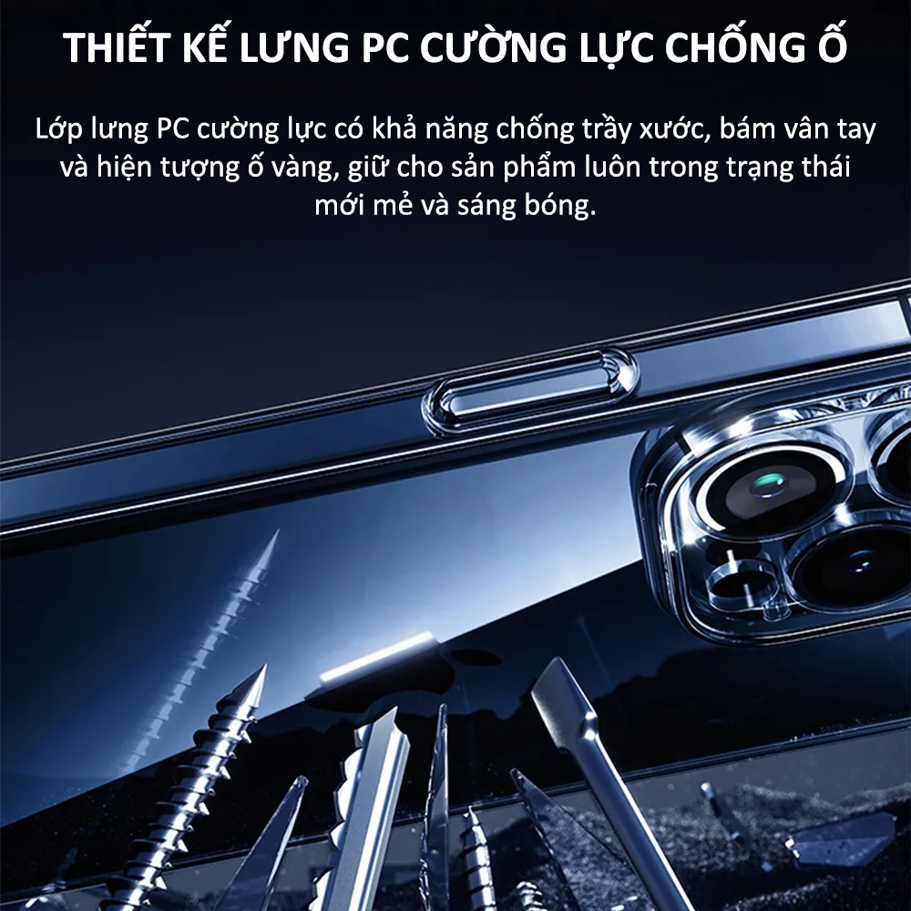 Ôp lưng trong suốt siêu mỏng 0.3mm bảo vệ camera cho iPhone 15 Pro Max 15 Pro 15 Plus iP 15 hiệu Memumi Camshield - Thiết kế mặt lưng PC chống ố vàng, trang bị màng camera - Hàng nhập khẩu